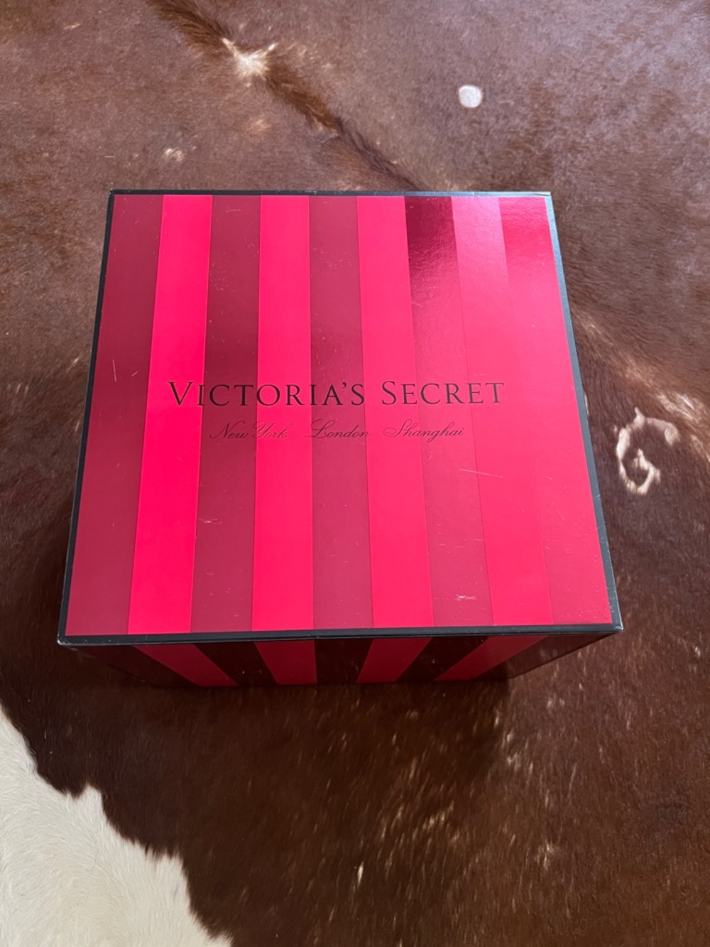 Rare Victoria's Secret Pink and Red Striped Display Gift Box